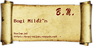 Bogi Milán névjegykártya